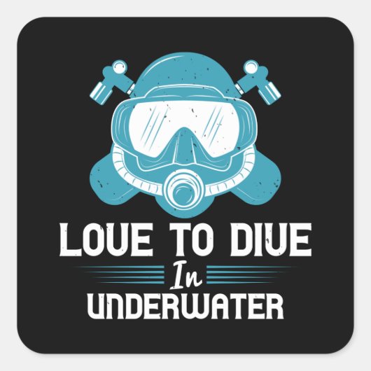 Duiken - Liefde in onderwater duiken Vierkante Sticker (Voorkant)