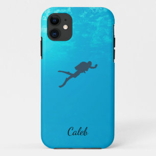 Duiken Man Duiker Blauw Water Aanpassen Naam Case-Mate iPhone Case