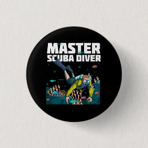Duiken Master Scuba Diver Down Duik Avontuur Ocean Ronde Button 3,2 Cm