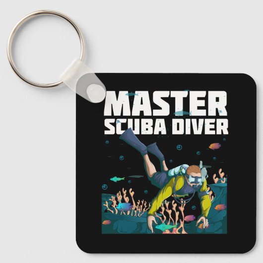 Duiken Master Scuba Diver Down Duik Avontuur Ocean Sleutelhanger (Voorkant)