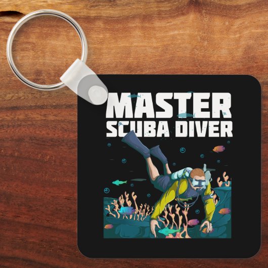 Duiken Master Scuba Diver Down Duik Avontuur Ocean Sleutelhanger (Voorkant)
