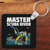 Duiken Master Scuba Diver Down Duik Avontuur Ocean Sleutelhanger (Achterkant)