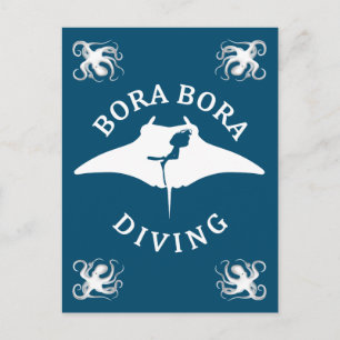 Duiken met mantaroggen bij Bora Bora Briefkaart
