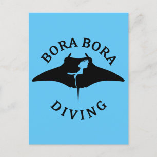 Duiken met mantaroggen bij Bora Bora Briefkaart