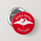 Duiken met mantaroggen bij Bora Bora Ronde Button 5,7 Cm (Voorkant /achterkant)
