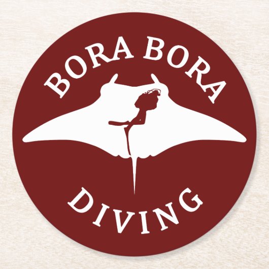 Duiken met mantaroggen bij Bora Bora Ronde Kartonnen Onderzetter (Voorkant)