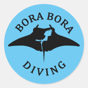 Duiken met mantaroggen bij Bora Bora Ronde Sticker