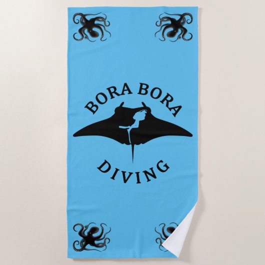 Duiken met mantaroggen bij Bora Bora Strandlaken (Voorkant)