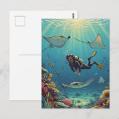 Duiken met stingrays briefkaart (Voorkant / Achterkant)