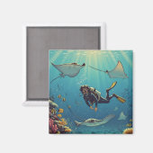 Duiken met stingrays magneet (Voorkant / Achterkant)