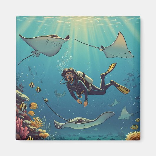 Duiken met stingrays magneet (Voorkant)