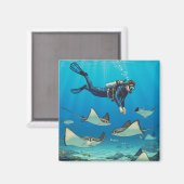 Duiken met stingrays magneet (Voorkant / Achterkant)