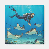 Duiken met stingrays magneet (Voorkant)
