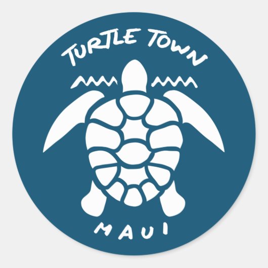 Duiken met Zeeen schildpadden - Turtle Town Maui Ronde Sticker (Voorkant)