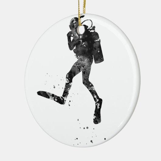 Duiken met zuurstofapparatuur keramisch ornament (Links)