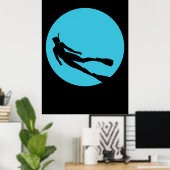Duiken Silhouet Poster (Thuiskantoor)
