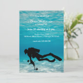 Duiken verjaardagsfeestje kaart (Staand voorkant)