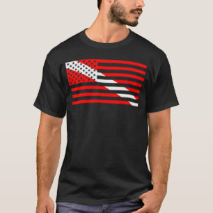 Duiken Vlag Duiker Onderaan Amerikaanse Vlag USA D T-shirt