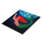 Duiken Zeemeermin Abstracte Kunst Tegeltje (Zijkant)