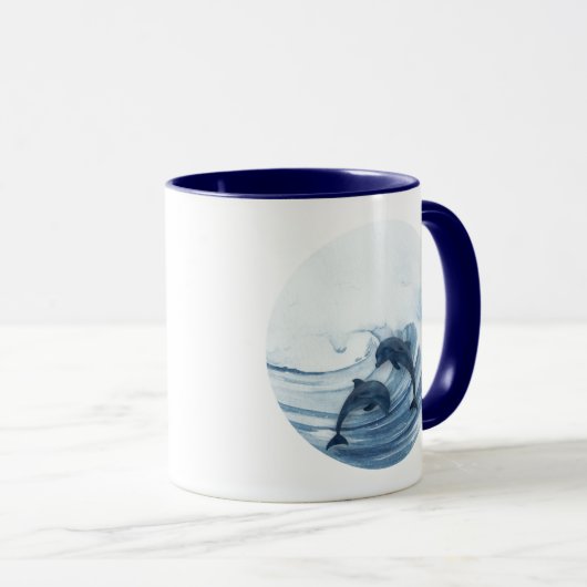 Duikende dolfijnen in het surf mok (Voorkant rechts)