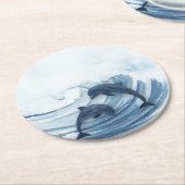 Duikende dolfijnen in het surf ronde kartonnen onderzetter (Gebogen)