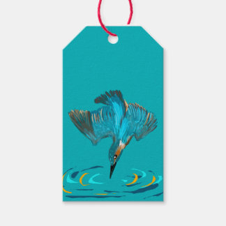 Duikende ijsvogel cadeaukaartje cadeaulabel