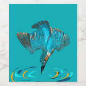 Duikende IJsvogel Wijnlabel Wijn Etiket (Enkel label)