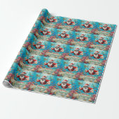 Duikende Kerstman met schildpad Cadeaupapier (Uitgerold)