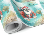 Duikende Kerstman met schildpad Cadeaupapier (Rol Hoek)