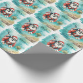 Duikende Kerstman met schildpad Cadeaupapier (Hoek)