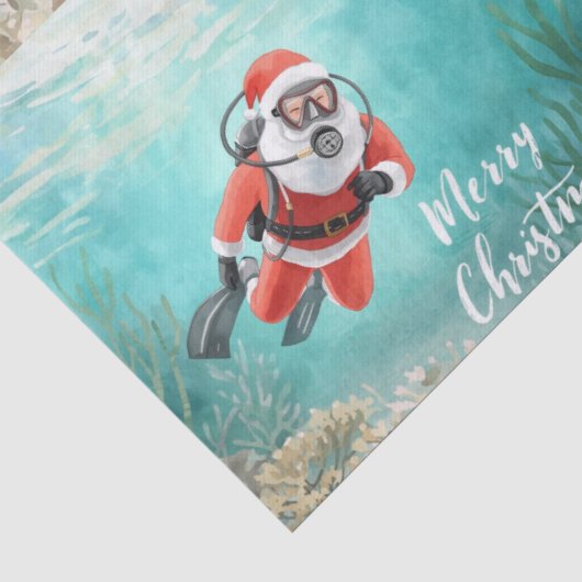 Duikende Kerstman met schildpad Tissuepapier (Detail)