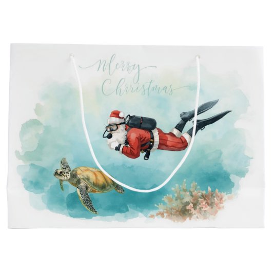 Duikende Kerstman Onderwater Kerstmis Groot Cadeauzakje (Achterkant)