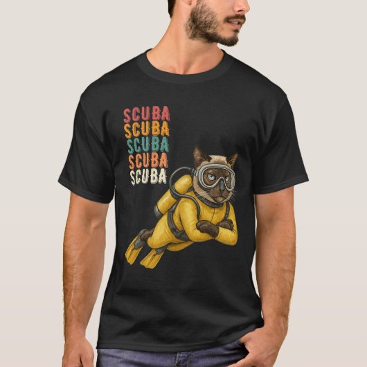 Duikende Siamese Kat Duiker T-shirt (Voorkant)