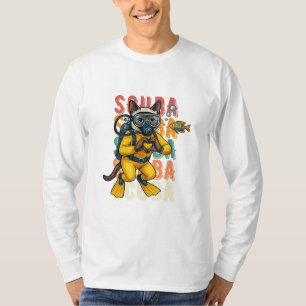 Duikende Siamese Kat in Duikpak T-shirt