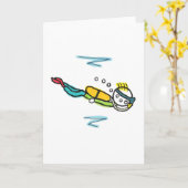 Duikende Stickman Kaart (Gele Bloem)