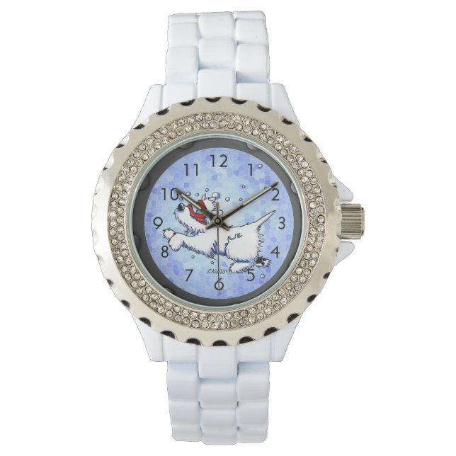 Duikende Westie Polshorloge Horloge (Voorkant)