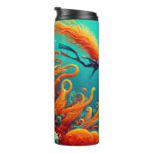 Duiker die het levendige koraalrif verkent thermosbeker (Geroteerd rechts)