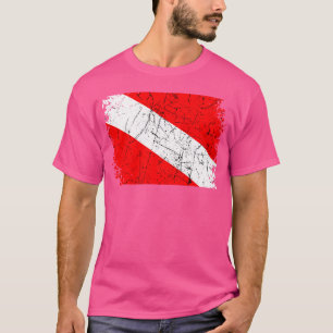 Duiker Down Flag Duiken Onderwater Duiken Zwemmen T-shirt