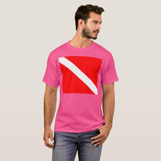 Duiker Down Vlag Scuba Diver Snorkelen Duiker Snor T-shirt (Voorkant volledig)