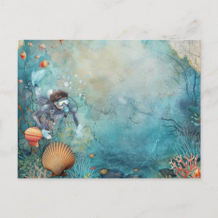 Duiker Duiken onder water  Briefkaart