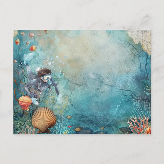 Duiker Duiken onder water Briefkaart (Voorkant)