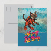 Duiker duikende kat verjaardag briefkaart (Voorkant / Achterkant)