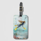 Duiker Duikt onder water Bagagelabel (Voorkant (verticaal))