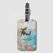 Duiker Duikt onder water Bagagelabel (Voorkant (verticaal))