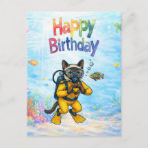 Duiker Happy Birthday onder water