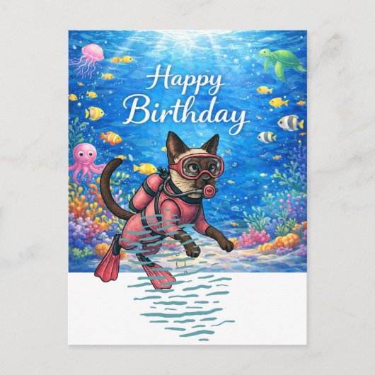 Duiker Happy Birthday onder water Briefkaart (Voorkant)