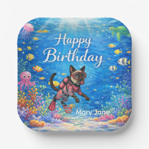 Duiker Happy Birthday onderwater Papieren Bordje