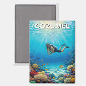 Duiker in Cozumel Mexico Reizen Magneet (Voorkant / Achterkant)