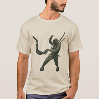 duiker met duikhelm bij het bestrijden van een el t-shirt