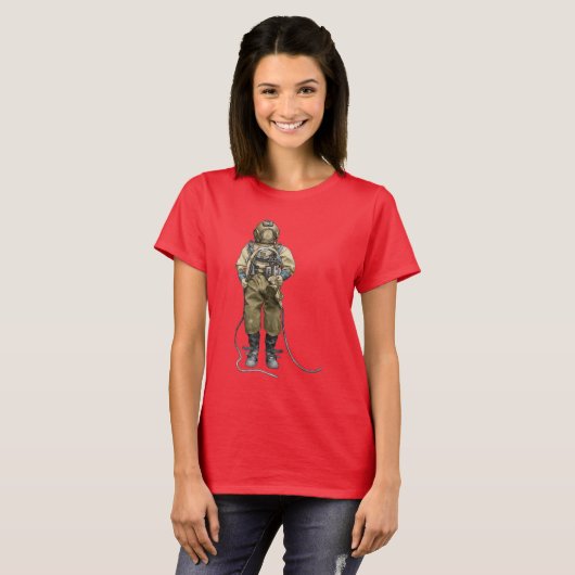  duiker met duikhelm en duiken t-shirt (Voorkant volledig)